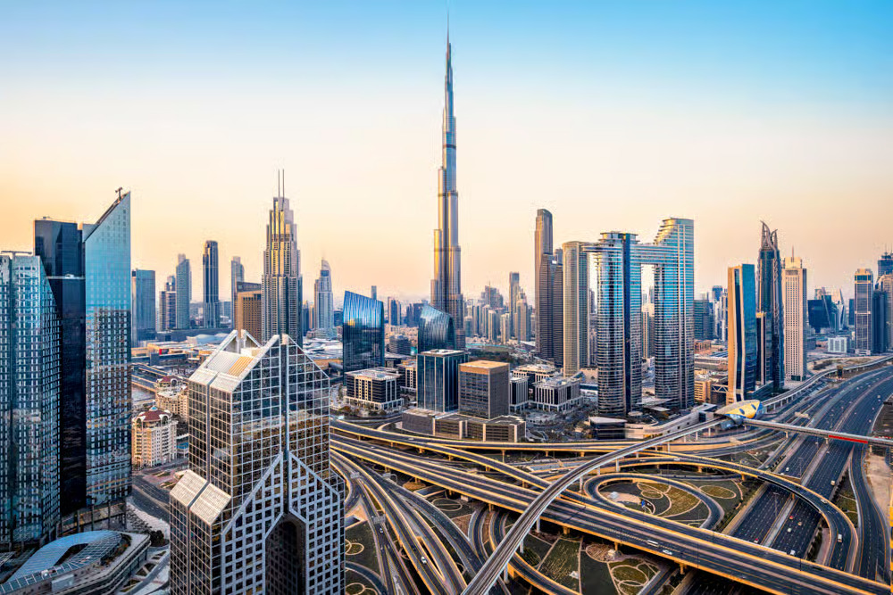 Aerial view of Burj Khalifa